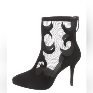 STUART WEITZMAN SUEDE LACE PATTERN BOOTS